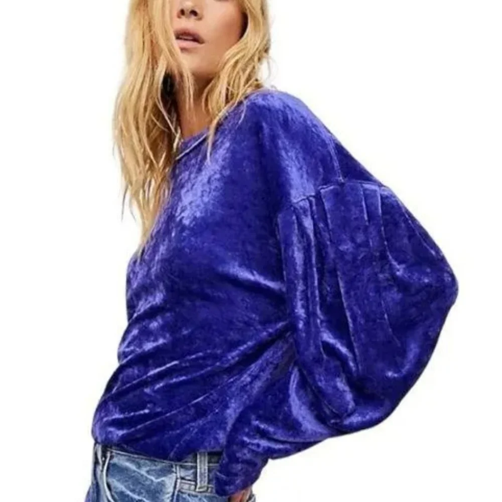 We the Free People Sweater Petite Small‎ SP Purple Night Milan Crushed Velvet